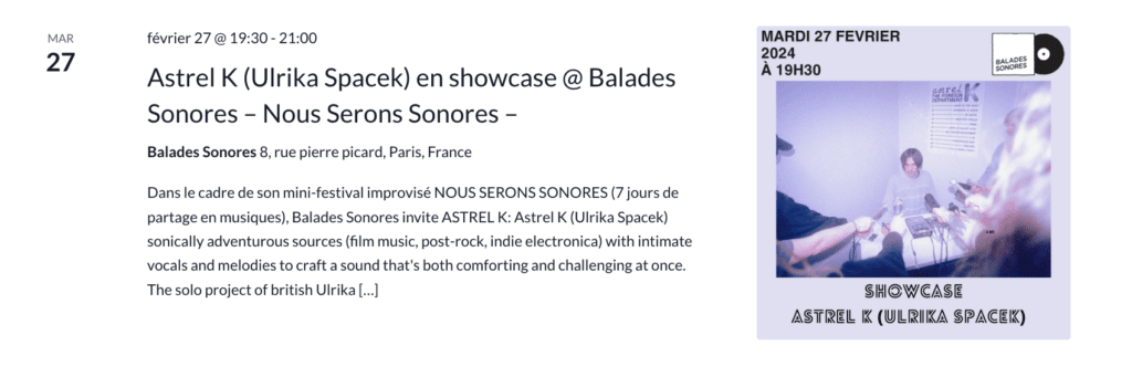 Astrel K - Balades Sonores - Nous Serons Sonores 2024