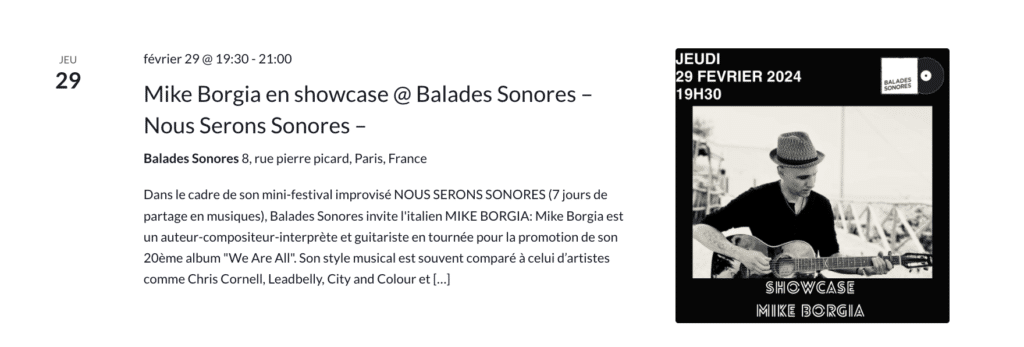 Mike Borgia - Balades Sonores - Nous Serons Sonores 2024